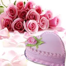 12 pink roses bouquet 1 kg heart cake
