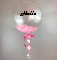 one bobo clear balloon with hello printed on balloon