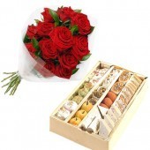 1/2 kg Mithai and Bunch of Assorted 
Flowers