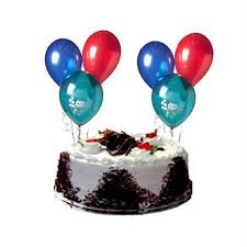 5 star 1 kg black forest cake and 6 blown air balloons