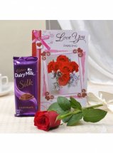 1 Red Rose Card and 1 Silk chocolate
