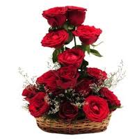 15 roses in a basket