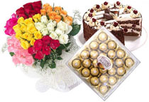 50 Mix roses bunch bunch ,  1 kg cake,  24 pieces Chocolates