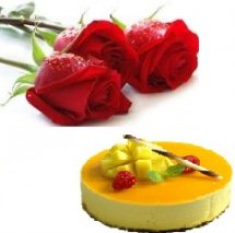 Fruit cake 1 kg with 3 roses