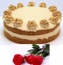 walnut cake 1/2 kg with 5 roses free delivery
