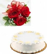 1 kg white forest cake with 5 roses
