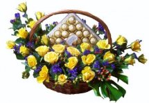 18 Yellow Roses 24 Ferrero rocher in the same basket