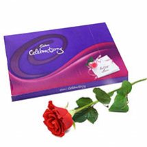 Cadburys celebration with 6 red roses